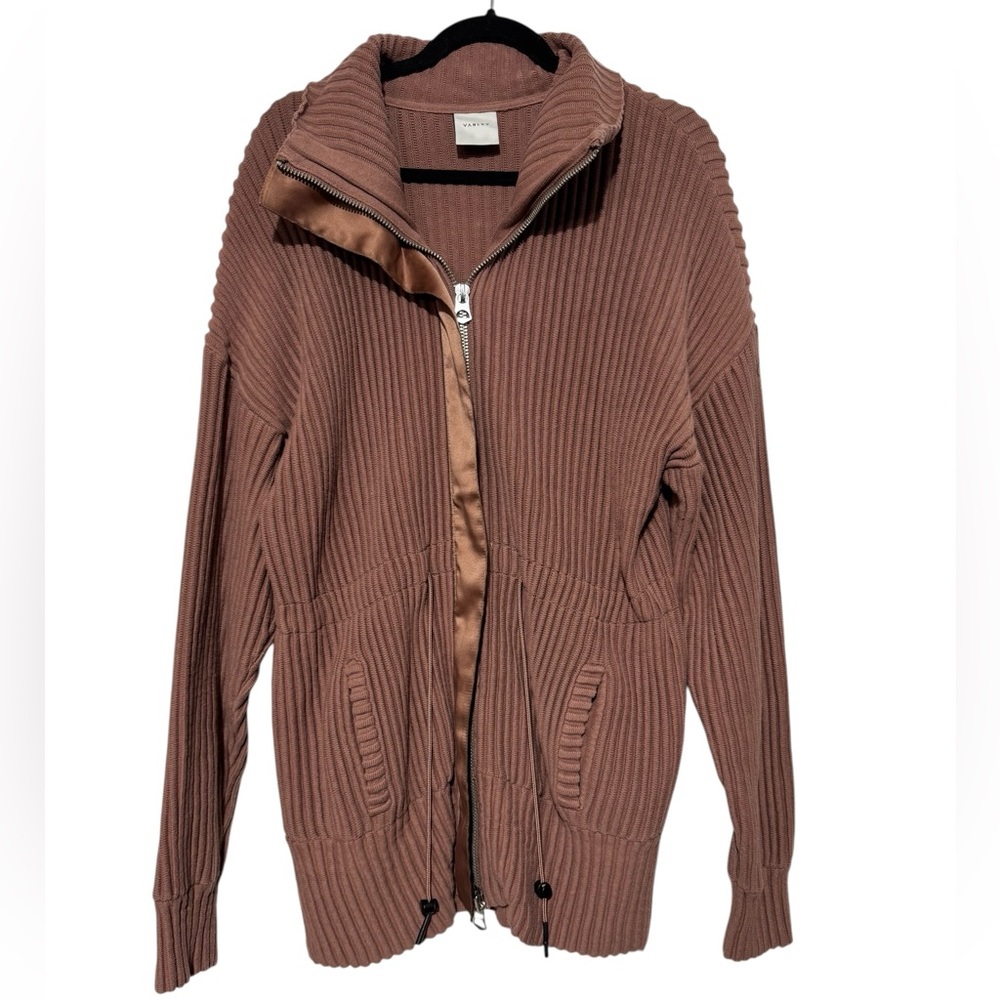 Varley Greenfield‎ Jacket Nutmeg Size M 100% Cotton Ribbed Knit Cardigan Sweater